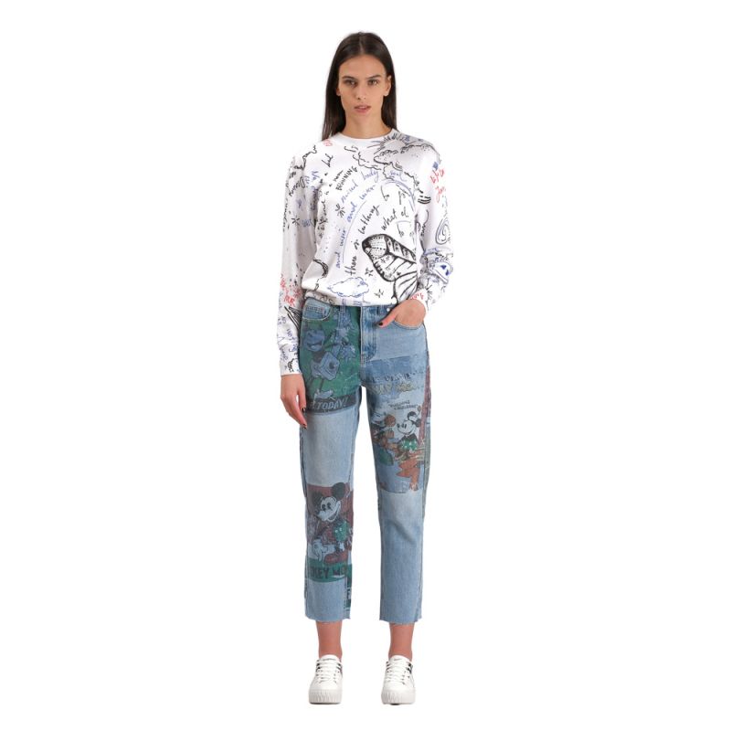 Desigual Straight Cropped Mickey Mouse Jeans Denim A1286