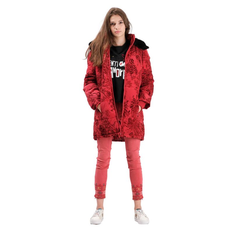 Desigual 3/4 Padded Jacket Flocked Red A1299