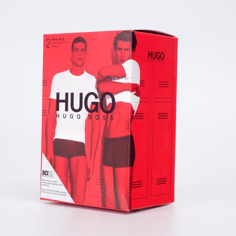 Hugo Two Cotton Bodywear T-Shirts With Vertical Logo White A2653