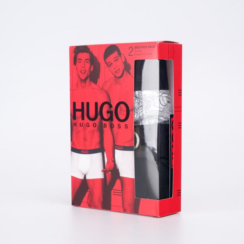 Hugo Two-Pack Of Stretch-Cotton Trunks With Logo Waistband White A2655