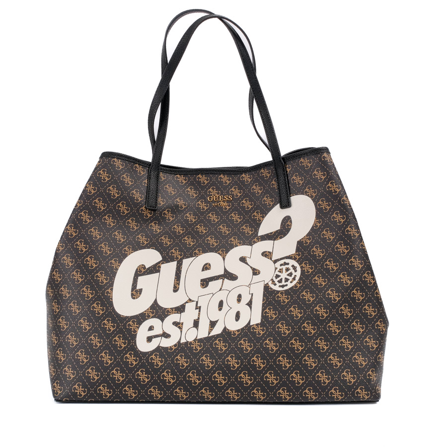 GUESS Vikky Extra Large Tote Brown Logo C6372
