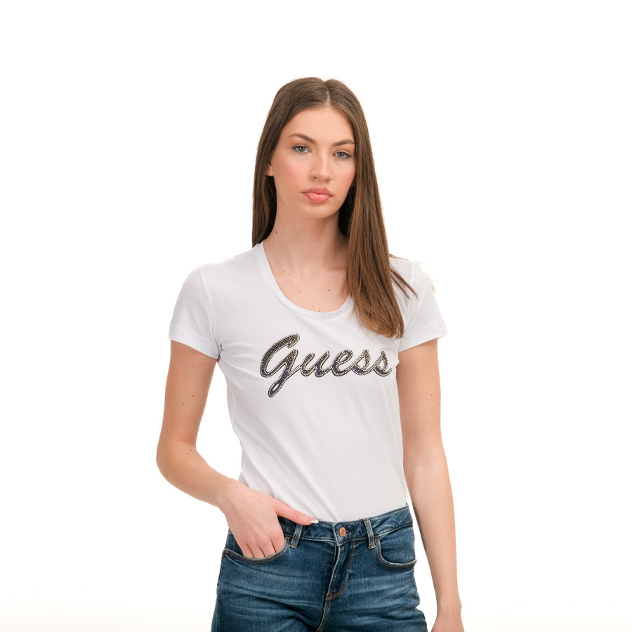 GUESS Ss Rn Adriana Tee Pure White C6570