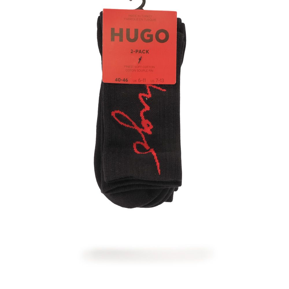 Hugo Hosiery 2P Qs Handwritten Cc Black C6958