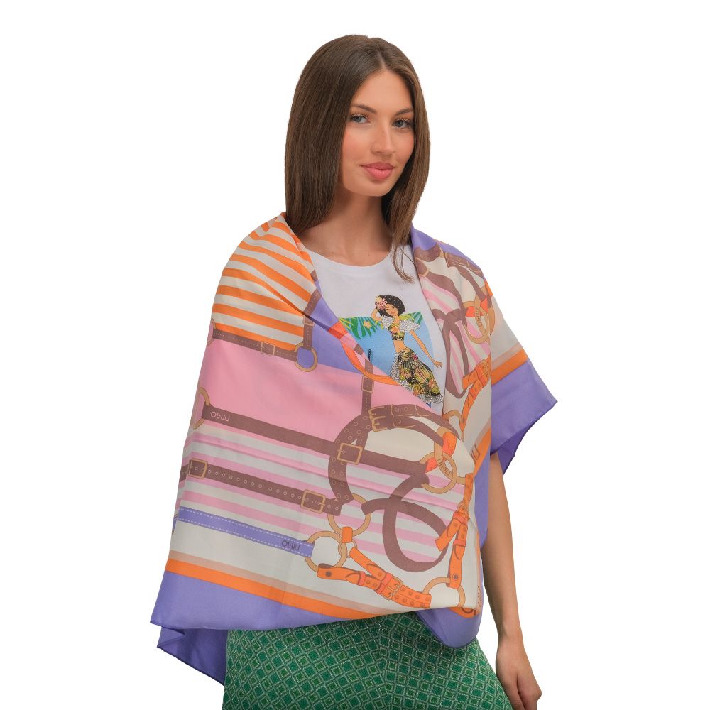 LIU JO Ecs Foulard Met/Stripes 120X12 Summer lilac C7321
