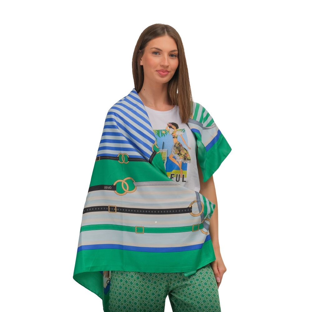 LIU JO Ecs Foulard Met/Stripes 50X50 Shamrock C7322