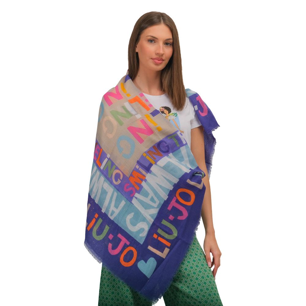 LIU JO Ecs Foulard Travelling 120X120 Fun blue C7324