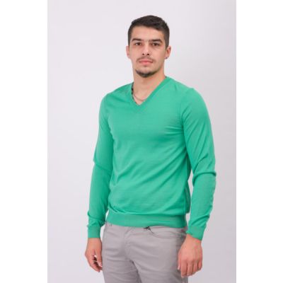 V-Neck Sweater In Mulesing-Free Wool-Green