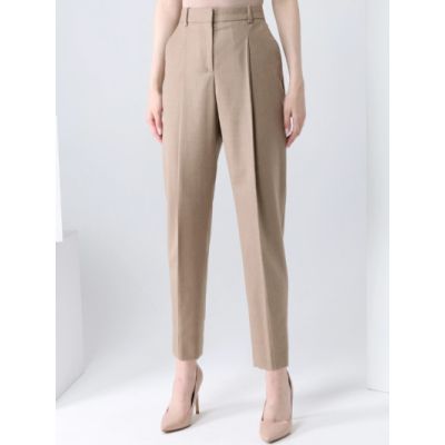 Wide Leg Pants With Pleats-Brown