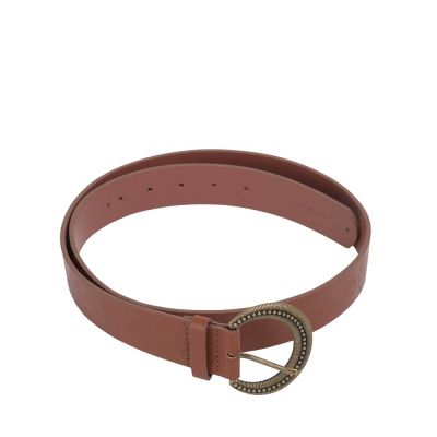 Basic Embossed Leather Belt Brown