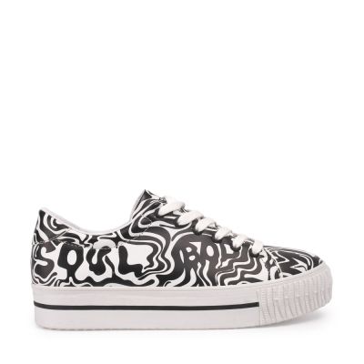Synthetic Leather Sneakers Printed White