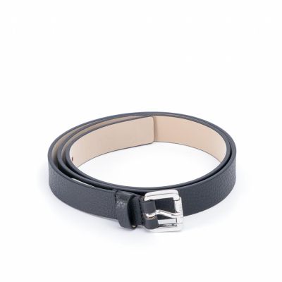 Leather Belt With Roller Buckle Black