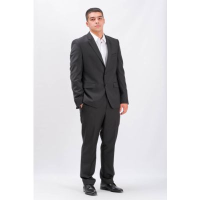 Regular-Fit Suit In Virgin-Wool Panama Black