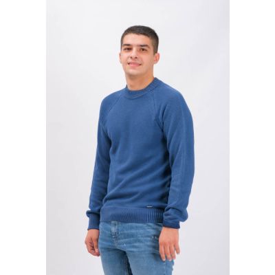Relaxed-Fit Knitted Sweater In Organic Cotton Blue