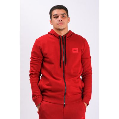 Zip-Through Sweatshirt In Terry Cotton With Logo Patch Red