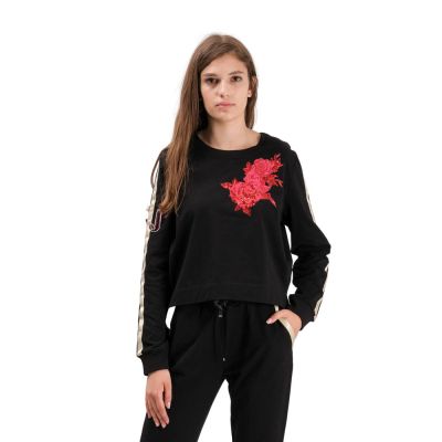 Sweatshirt Chiusa Black Flowers Embro