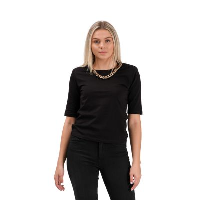 T-Shirt With Padded Shoulders Black