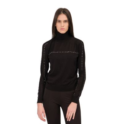 Studded Turtleneck Sweater Black