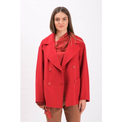 Flipper Wool, Cashmere And Silk Pea Coat Red