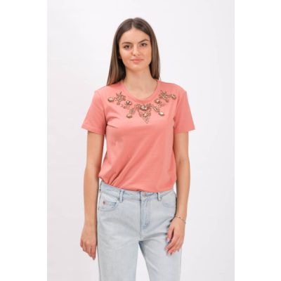 Cinzia T-Shirt With Jewel  Powder Pink