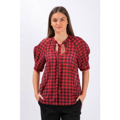 Termale Cotton And Silk Blouse Red Pattern