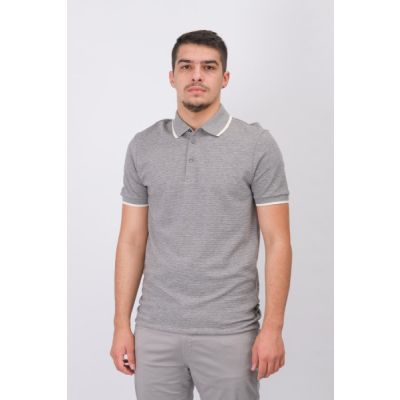 Slim-Fit Polo Shirt In Double-Knit Cotton Gray