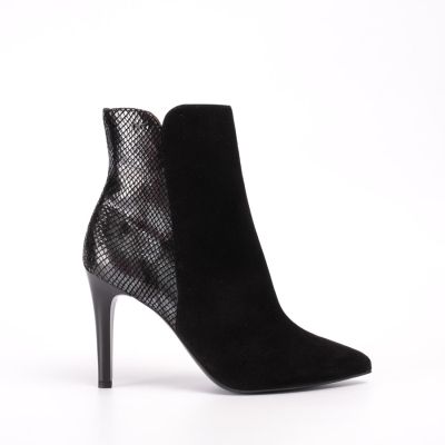 Women'S Leather And Suede Ankle Boots Black