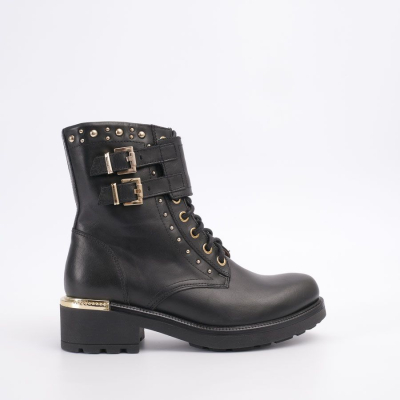 Women'S Leather Combat Boots Black