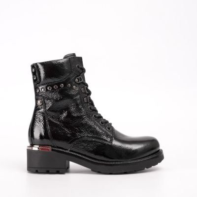 Women'S Patent Combat Boots Black