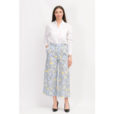 Dino Long Blue Patterned Trousers