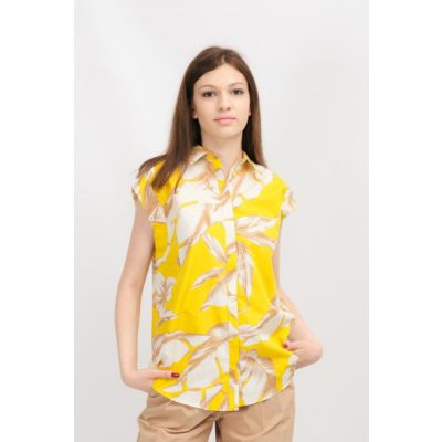 Woven Top St.Hibiscus Giallo/Neve