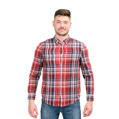 Ls Collins Shirt Red Check/Dobby