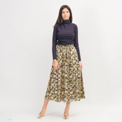 Disegno Skirt Khaki Pattern